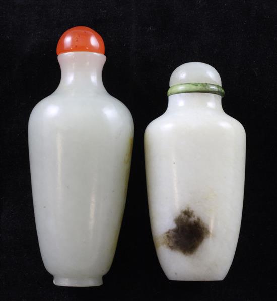 Two Chinese jade baluster snuff bottles, 1760-1900, Richards no.s 114 and 364